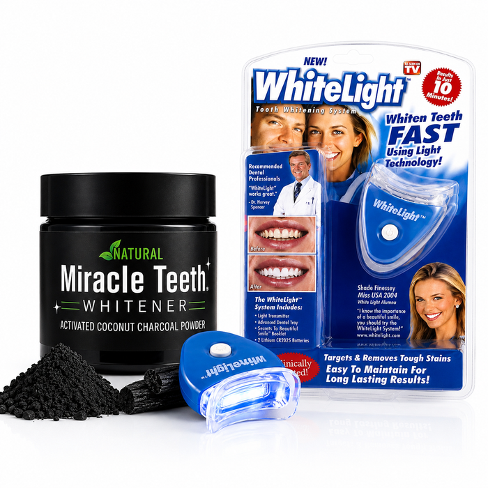 Combo Blanqueador LED — Carbón Activado + Kit WhiteLight