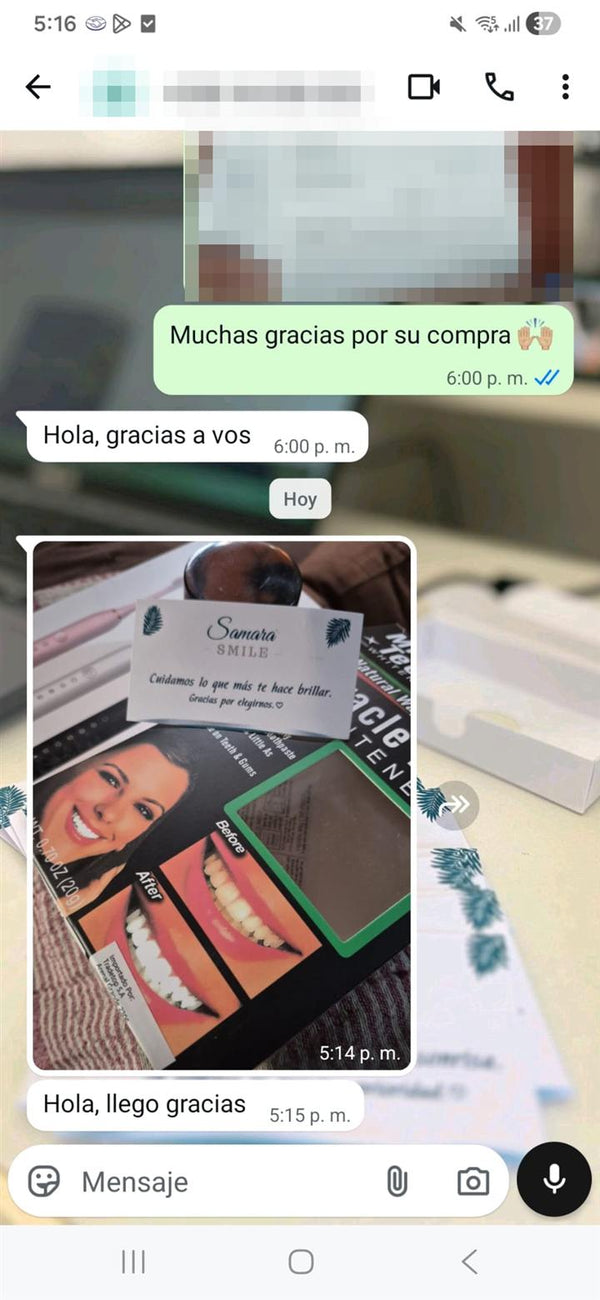 Mensaje de una clienta