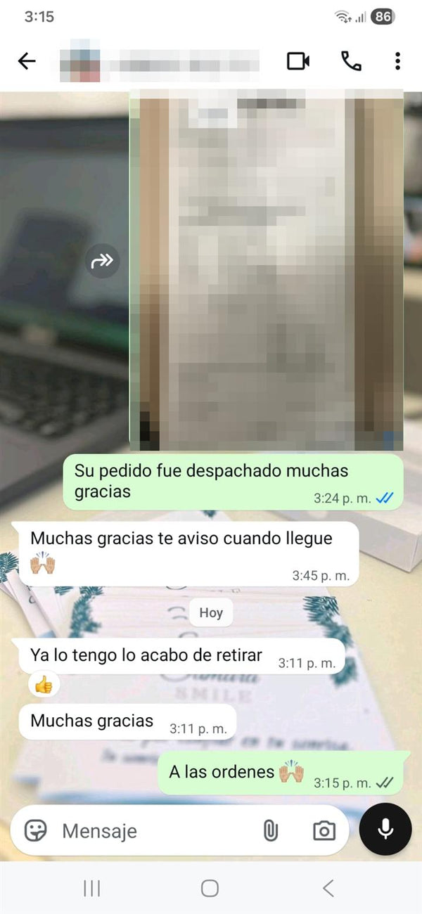 Mensaje de una clienta